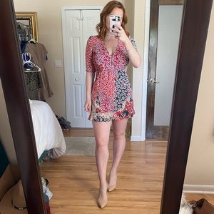 Zara red yellow green floral dress M